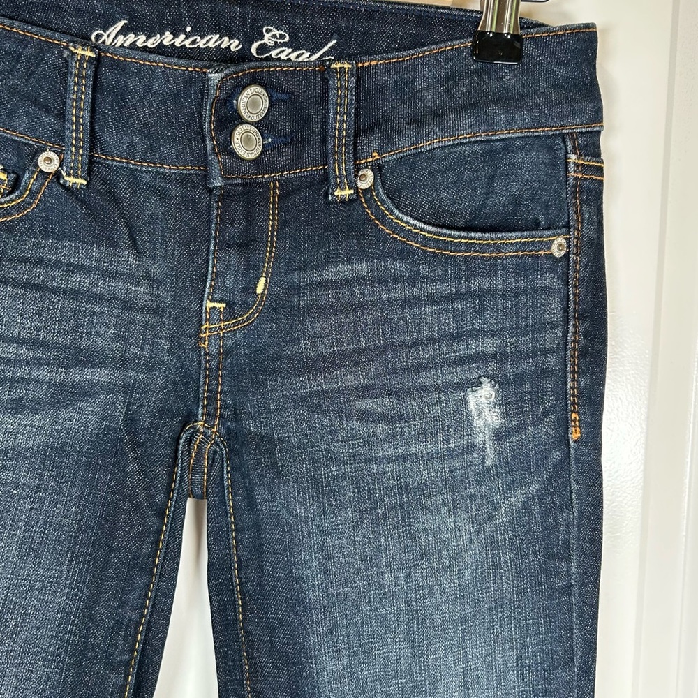 American Eagle‎ Artist Crop Denim Women's Dark Blue Jeans Size 0 - Picture 3 of 8